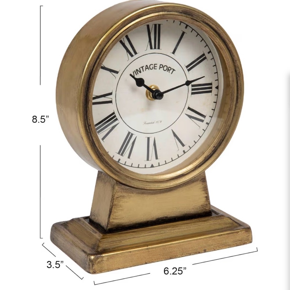 Creative Co-op Decorative Metal Mantel Clock, Gold Finish